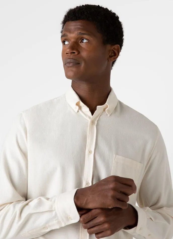 SUNSPEL Shirts Button Down Flannel Shirt Ecru 8211 Men