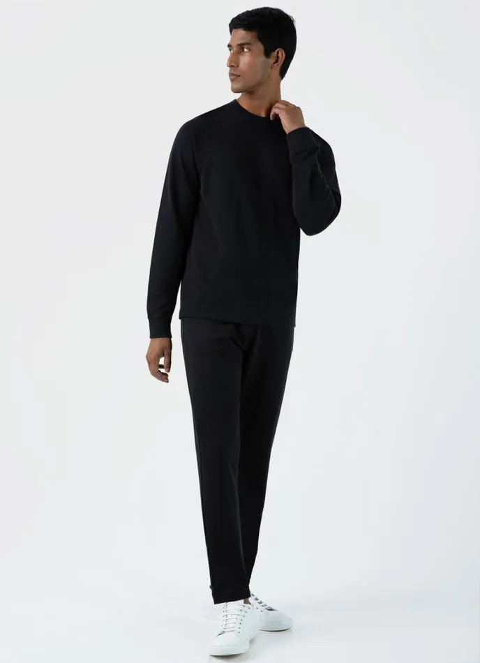 SUNSPEL Sweatshirts and Sweatpants Sea Island Cotton Sweatshirt Black 8211 Men