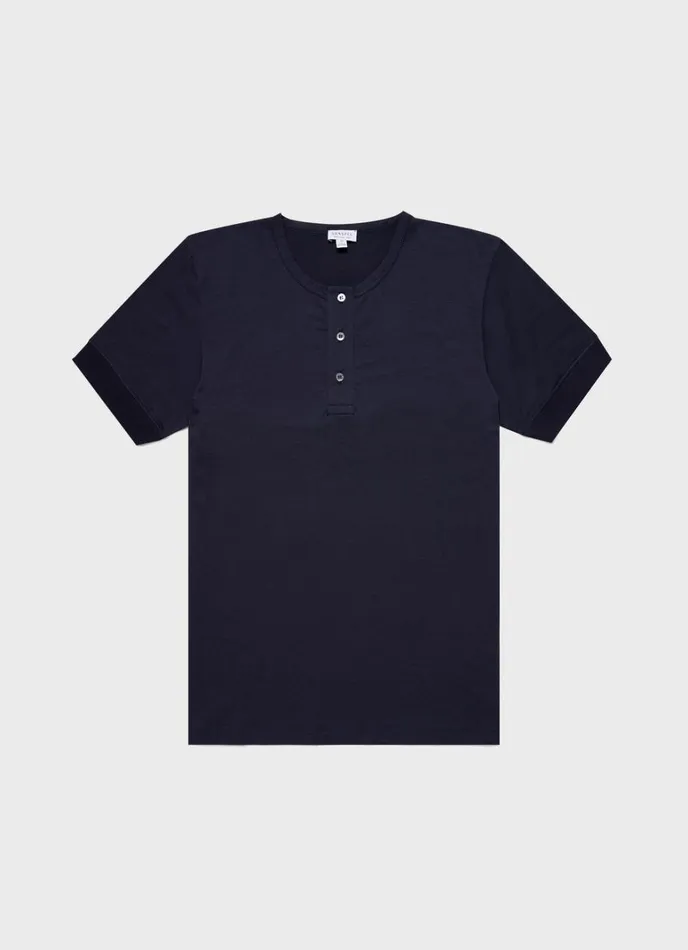 SUNSPEL Tshirts Henley Tshirt Navy 8211 Men