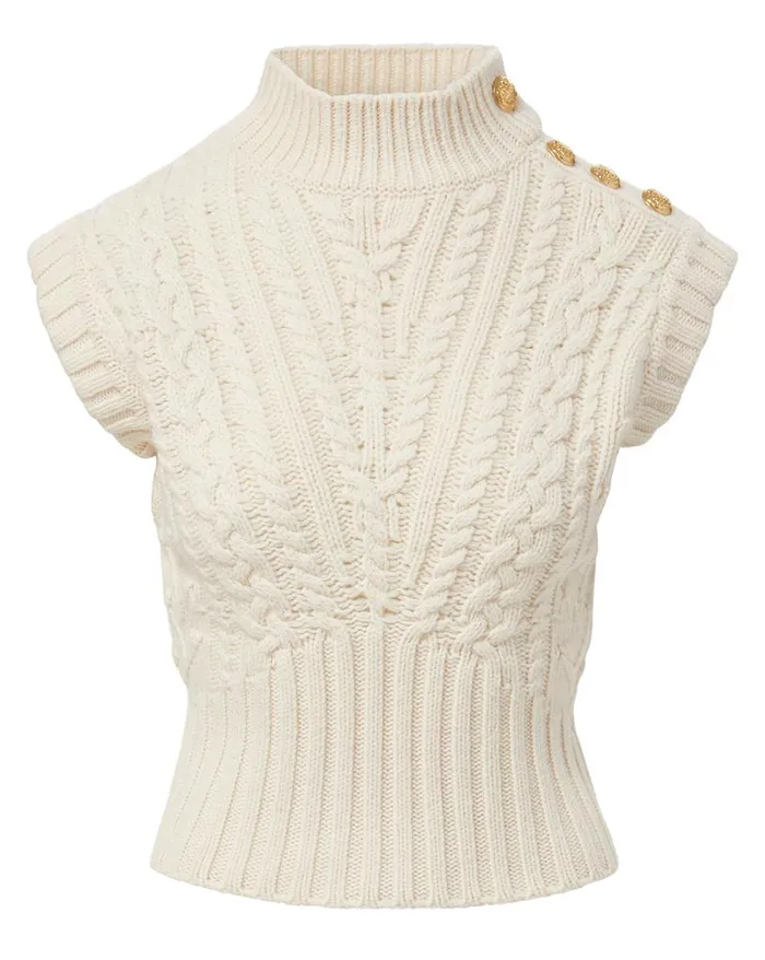 Sweaters Shop Veronica Beard Holton Lambswool Knit Vest Offwhite