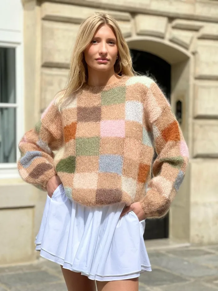 Sweaters Women Rose Carmine SWEATER PIXELS BEIGE