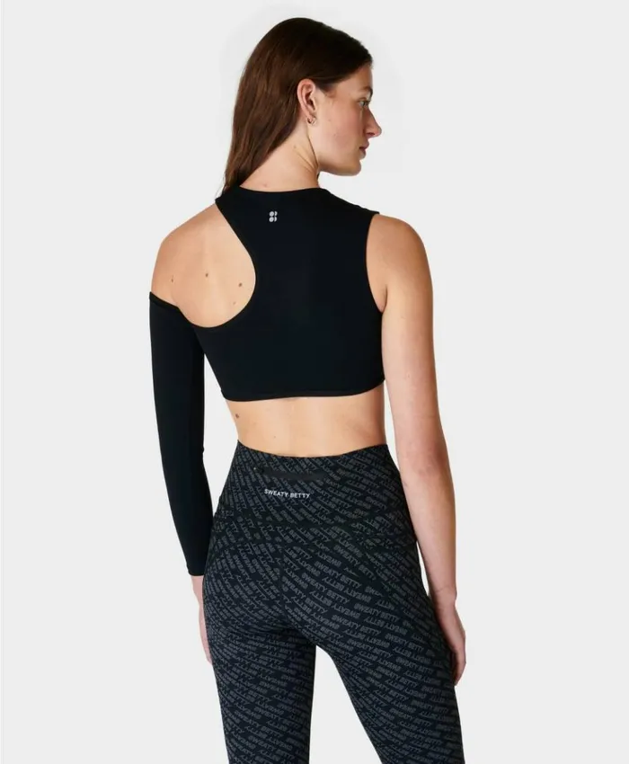 Sweaty Betty Asymmetric Cutout Bra Top Black Clothing Long Sleeve Tops