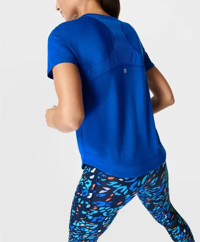 Sweaty Betty Breathe Easy Running Tee Lightning Blue Clothing TShirts