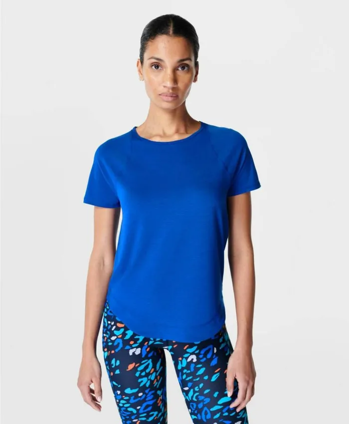 Sweaty Betty Breathe Easy Running Tee Lightning Blue Clothing TShirts