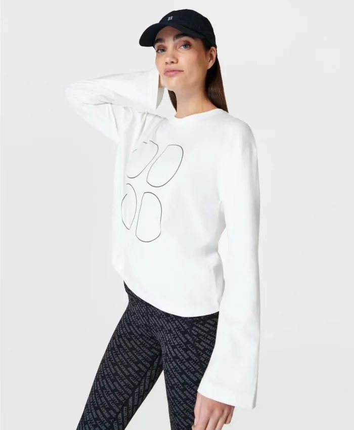 Sweaty Betty Graphic Long Sleeve Tee White Clothing Long Sleeve Tops