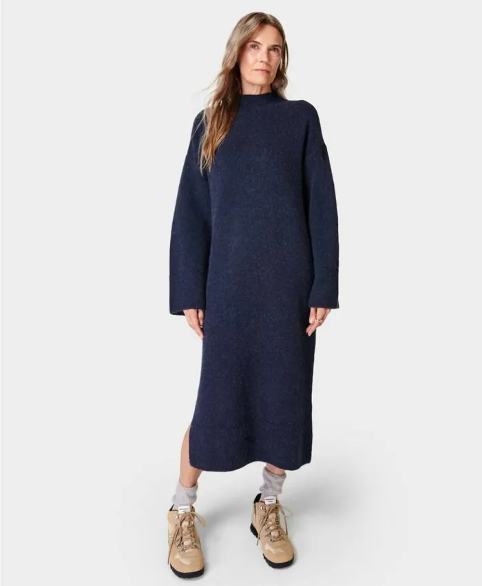 Sweaty Betty Pinnacle Wool Dress Navy Blue Clothing