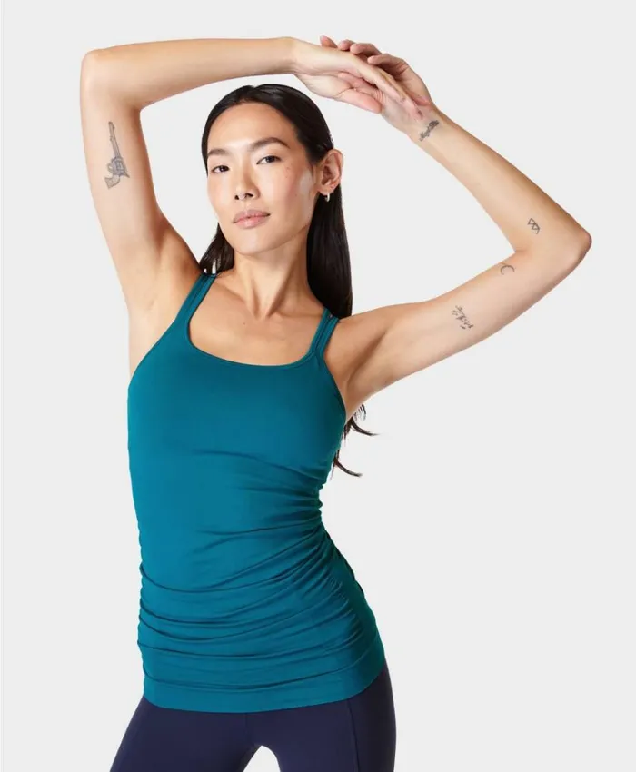 Sweaty Betty Poise Seamless Yoga Tank Reef Teal Blue Clothing Tank Tops