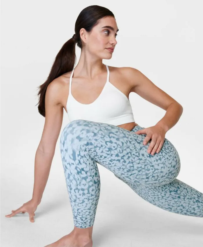 Sweaty Betty Super Soft 78 Yoga Leggings Blue Snow Leopard Print Clothing Yoga Pants