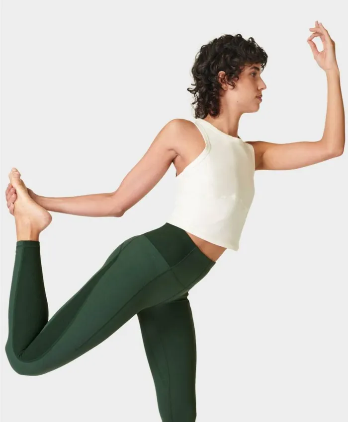 Sweaty Betty Super Soft Ribbed Yoga Leggings Trek Green Clothing Full Length