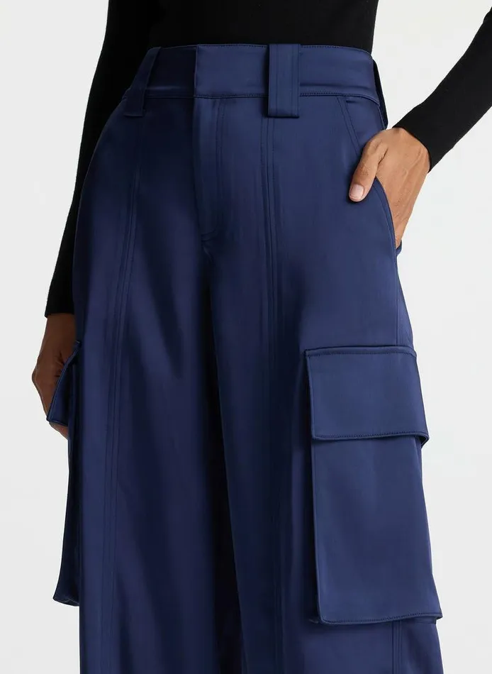 Swim Women ALC Bryan Satin Cargo Pant Evening Blue Swim Women ALC Bryan Satin Cargo Pant Evening Blue