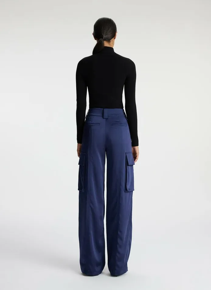 Swim Women ALC Bryan Satin Cargo Pant Evening Blue Swim Women ALC Bryan Satin Cargo Pant Evening Blue