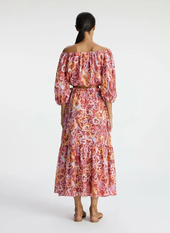 Swim Women ALC Francis Linen Midi Skirt Baked Clay Multi Swim Women ALC Francis Linen Midi Skirt Baked Clay Multi