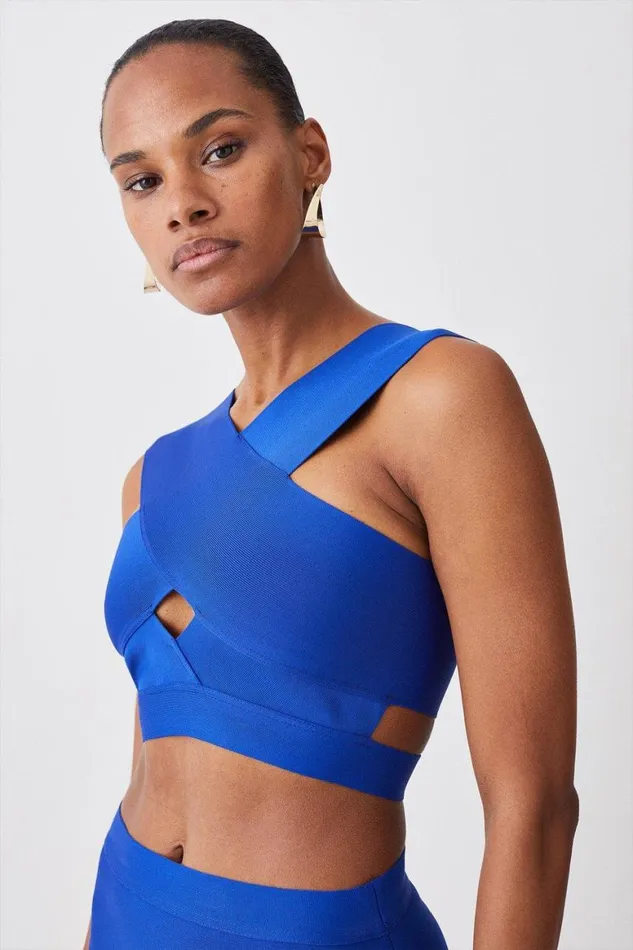 Swimwear Women Karen Millen Cross Front Bandage Bikini Top Cobalt