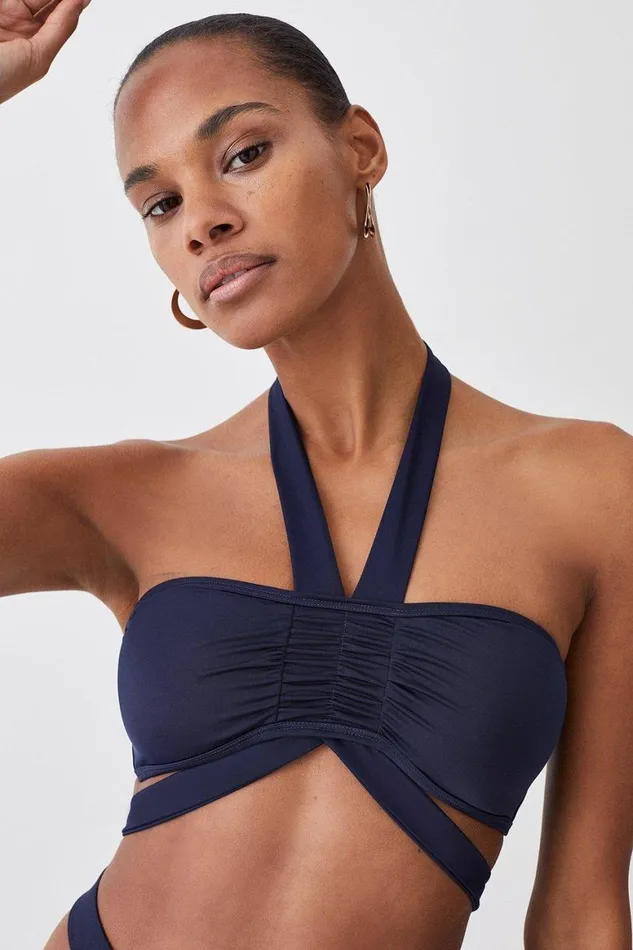 Swimwear Women Karen Millen Halter Neck Bikini Top Navy
