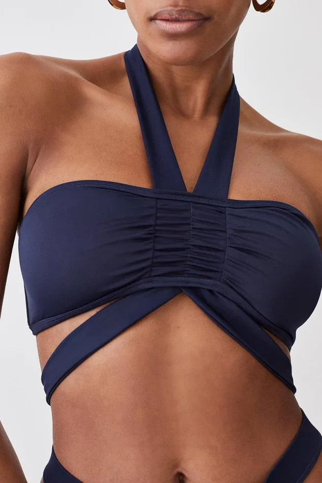 Swimwear Women Karen Millen Halter Neck Bikini Top Navy