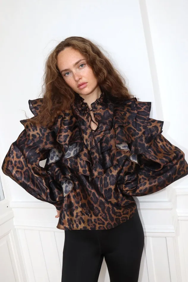 Sylvia Blouse 8211 Hazy Leopard Women Cras Shirts