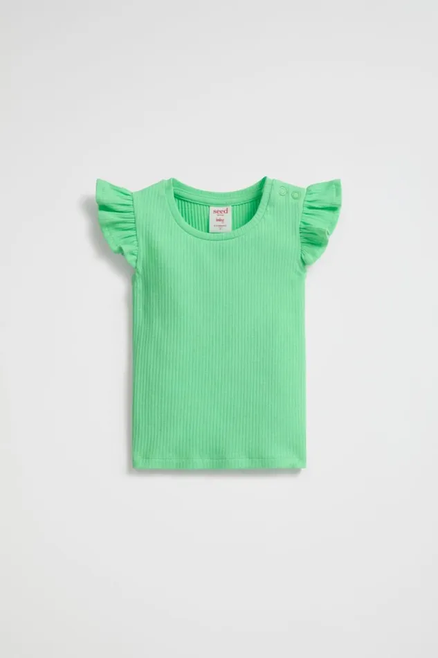 TShirts and Tops Baby Seed Heritage Rib Frill Tank Pine Lime