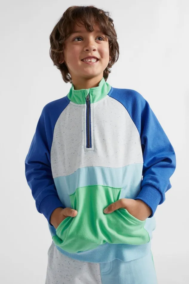 TShirts and Tops Boy Seed Heritage Colourblock Zip Sweat Multi