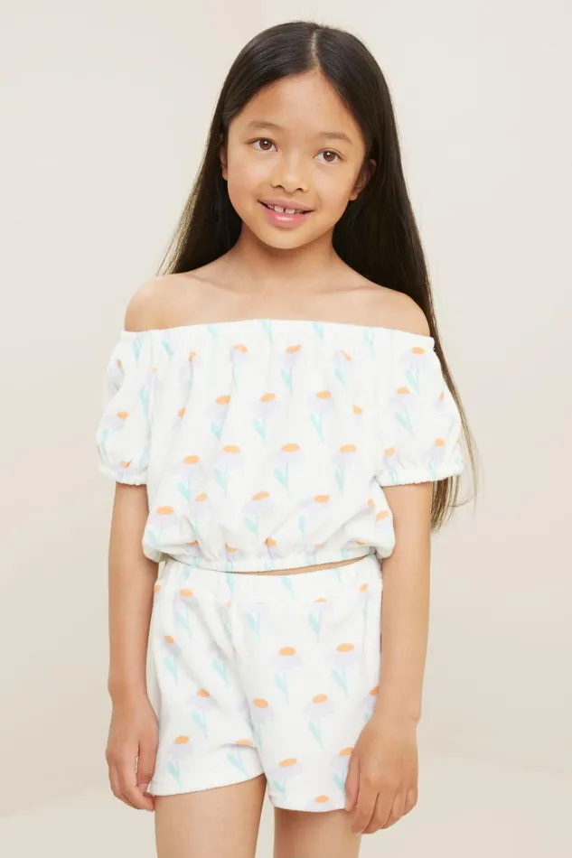 TShirts and Tops Girl Seed Heritage Terry Towel Top Vintage White