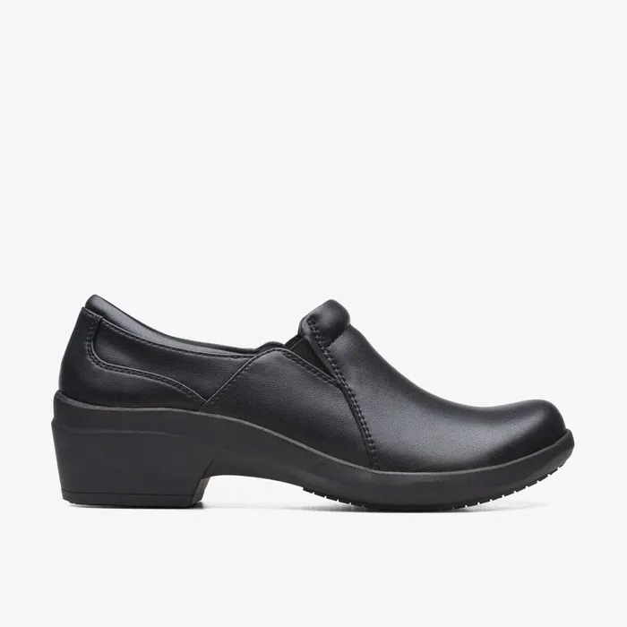 Talene Pace Black Leather Women Clarks SlipOns