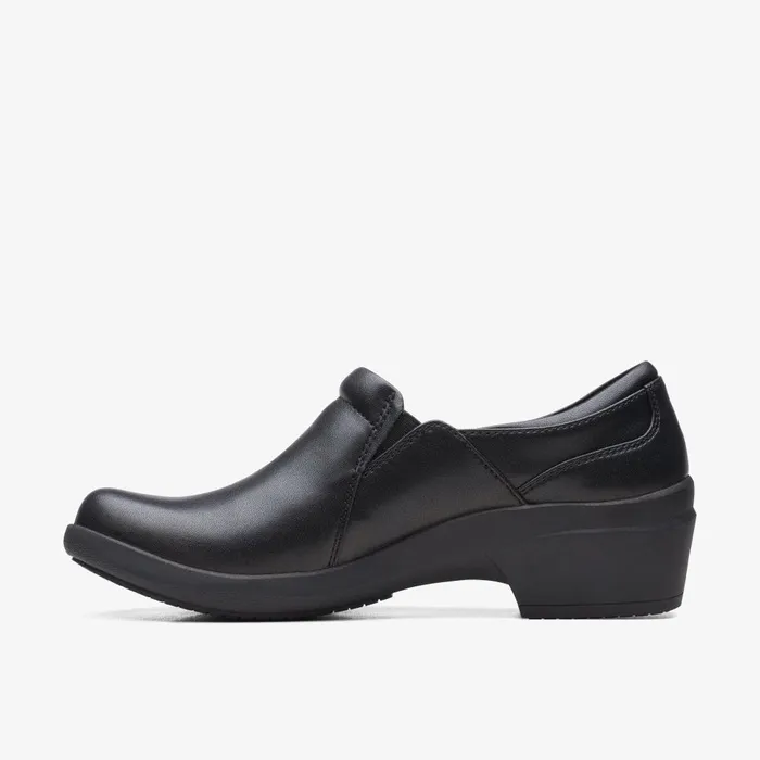 Talene Pace Black Leather Women Clarks SlipOns