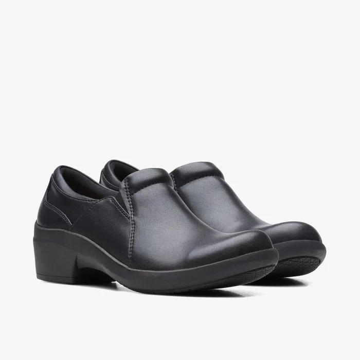 Talene Pace Black Leather Women Clarks SlipOns