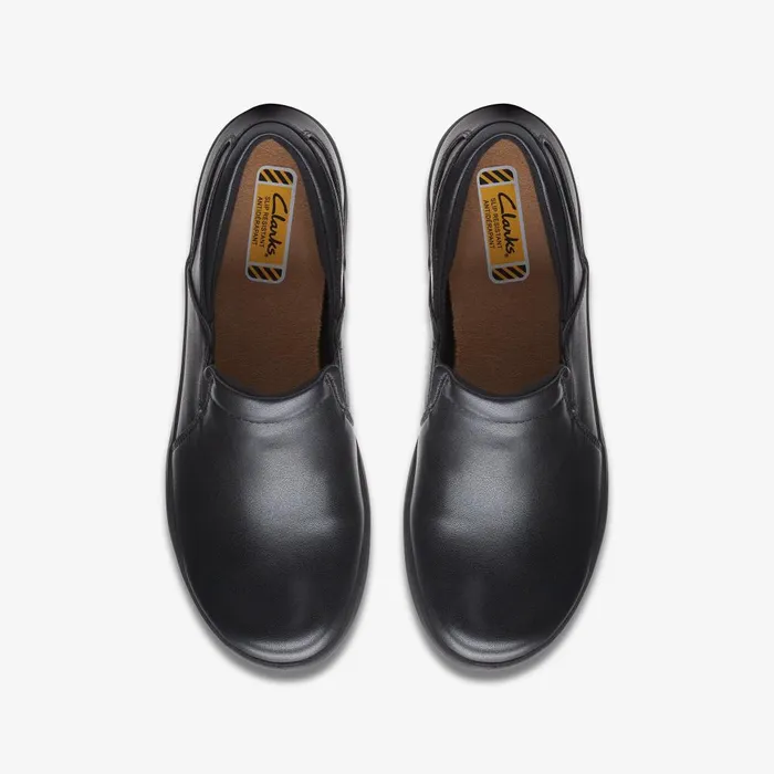 Talene Pace Black Leather Women Clarks SlipOns