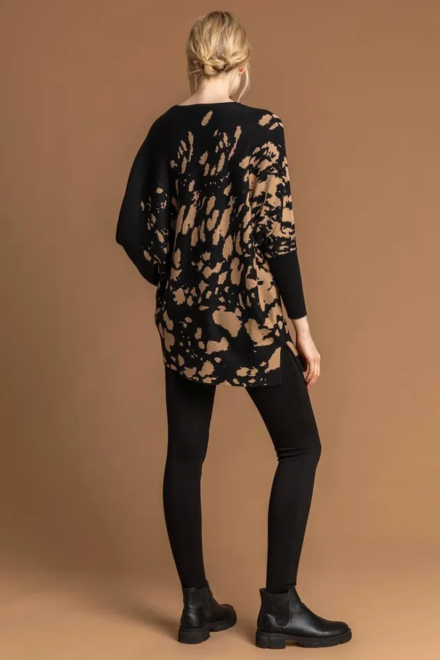 Taupe Relaxed Abstract Print Jumper Women Roman Knitwear