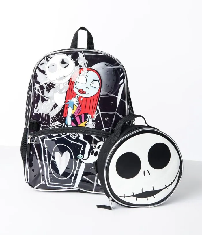 The Nightmare Before Christmas Jack and Sally Lunch Tote and Backpack AccessoriesHalloween Unique Vintage Accessories