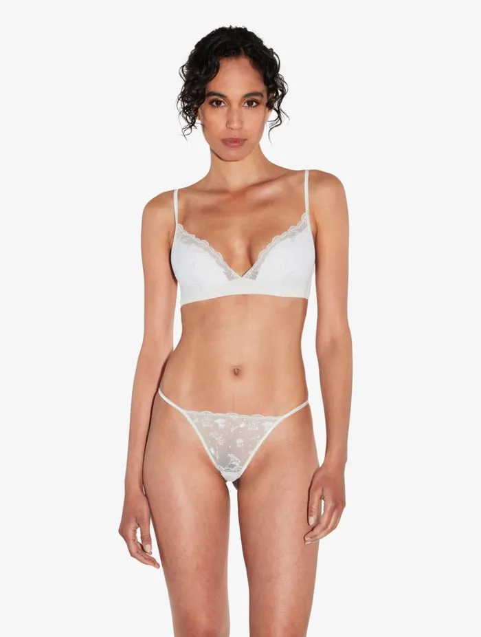 Thong In Lys With Embroidered Tulle Lingerie La Perla G String and Thong