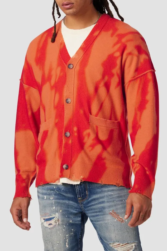 Tops and Sweaters Men Hudson Jeans Cardigan Orange Streak
