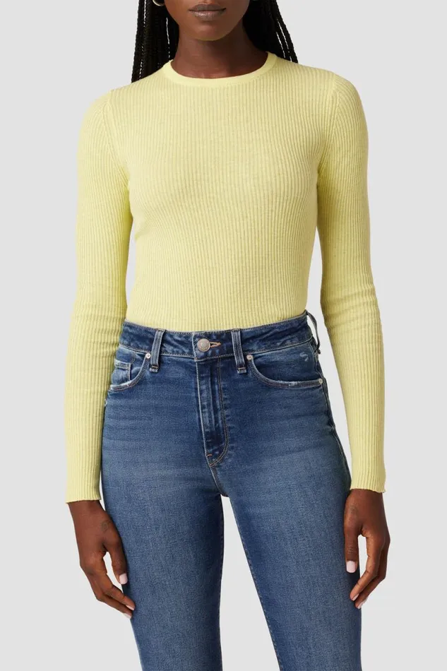 Tops and Sweaters Women Hudson Jeans Back Keyhole Sweater Lemon Grass
