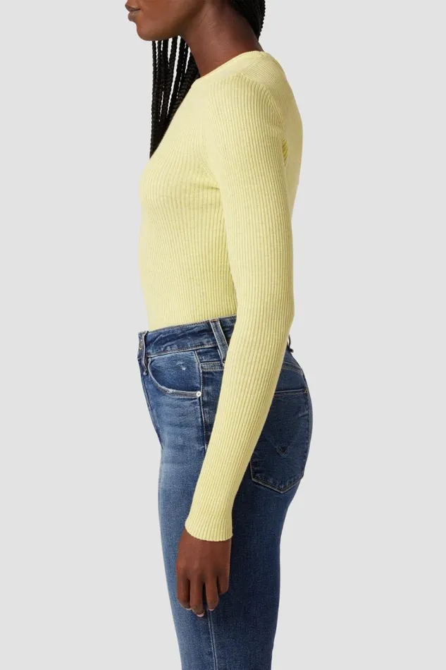 Tops and Sweaters Women Hudson Jeans Back Keyhole Sweater Lemon Grass Tops and Sweaters Women Hudson Jeans Back Keyhole Sweater Lemon Grass
