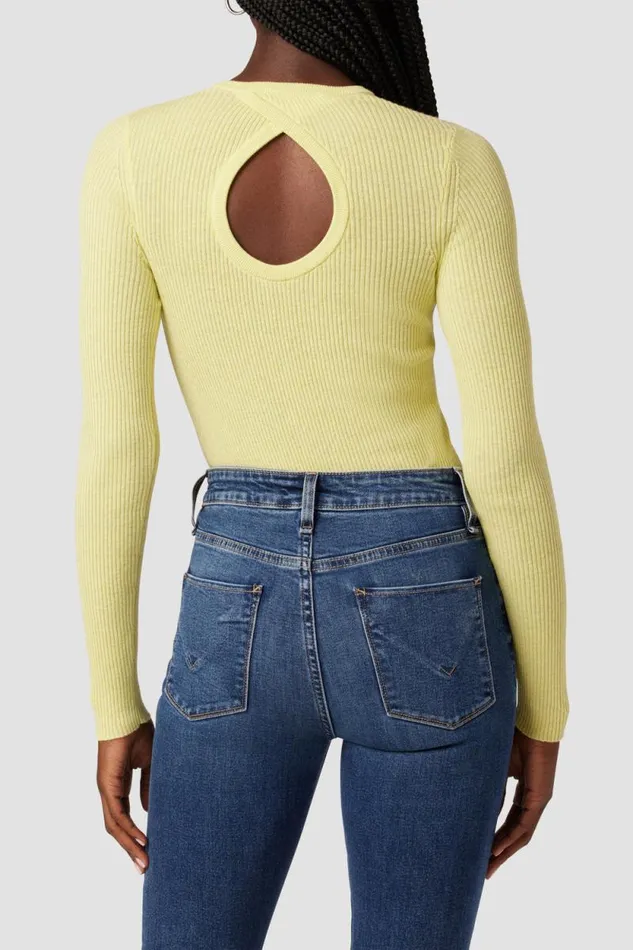 Tops and Sweaters Women Hudson Jeans Back Keyhole Sweater Lemon Grass Tops and Sweaters Women Hudson Jeans Back Keyhole Sweater Lemon Grass