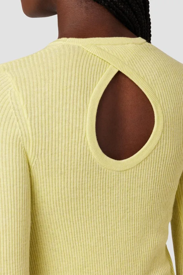 Tops and Sweaters Women Hudson Jeans Back Keyhole Sweater Lemon Grass Tops and Sweaters Women Hudson Jeans Back Keyhole Sweater Lemon Grass