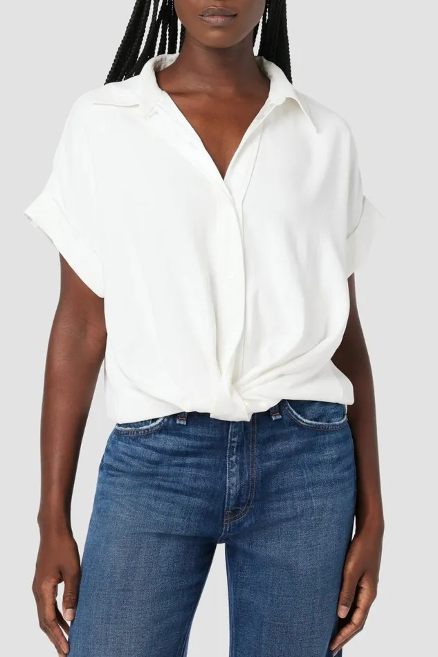 Tops and Sweaters Women Hudson Jeans Knotted Button Down Shirt White