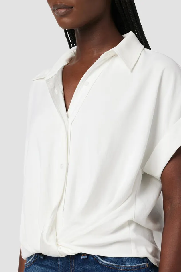 Tops and Sweaters Women Hudson Jeans Knotted Button Down Shirt White Tops and Sweaters Women Hudson Jeans Knotted Button Down Shirt White