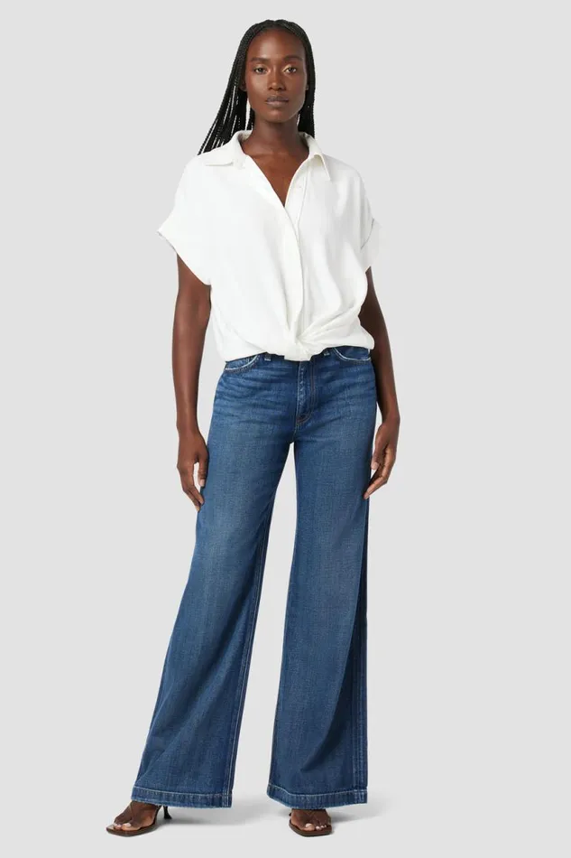Tops and Sweaters Women Hudson Jeans Knotted Button Down Shirt White Tops and Sweaters Women Hudson Jeans Knotted Button Down Shirt White
