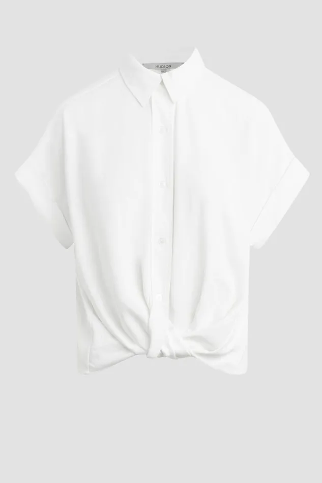 Tops and Sweaters Women Hudson Jeans Knotted Button Down Shirt White Tops and Sweaters Women Hudson Jeans Knotted Button Down Shirt White