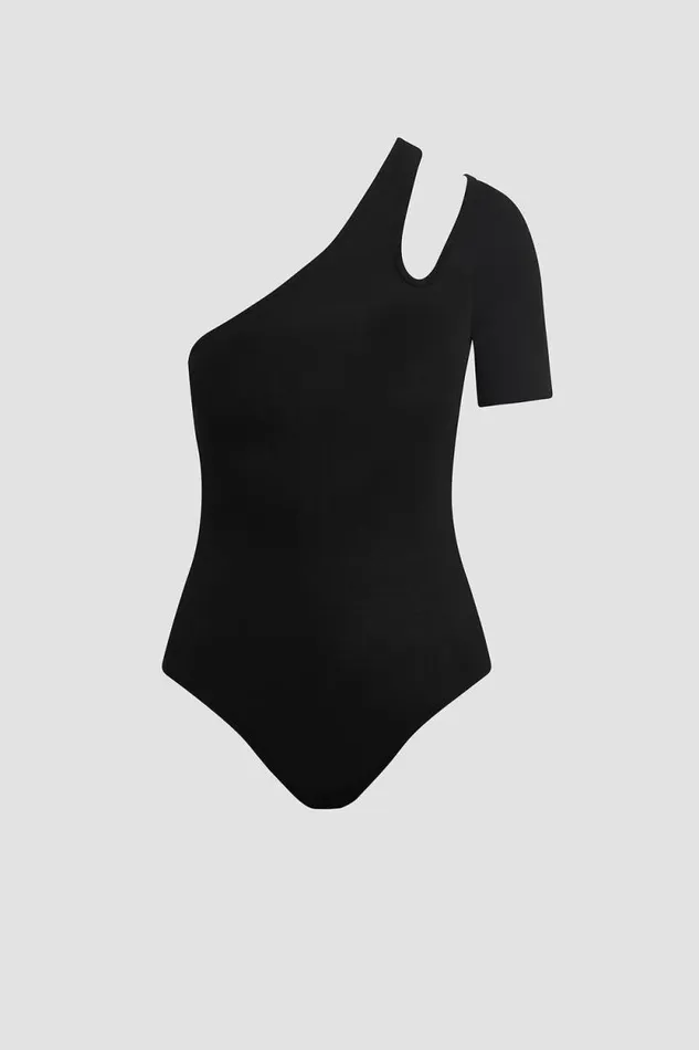 Tops and Sweaters Women Hudson Jeans Short Sleeve Asymmetrical Bodysuit Black Tops and Sweaters Women Hudson Jeans Short Sleeve Asymmetrical Bodysuit Black