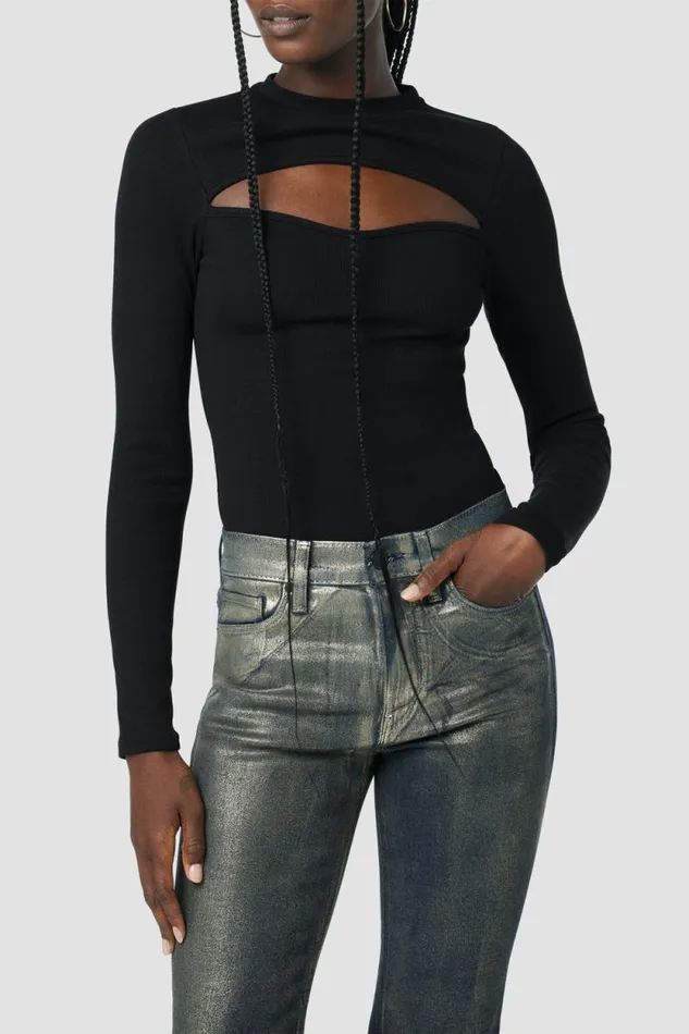 Tops and Sweaters Women Hudson Jeans Sweetheart Cut Out Bodysuit Black