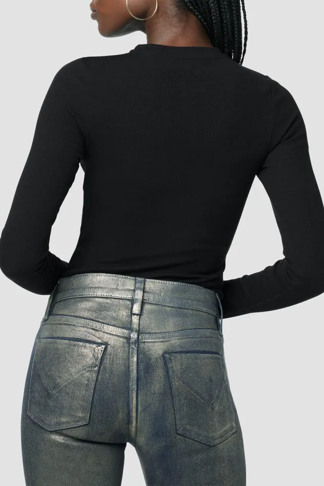 Tops and Sweaters Women Hudson Jeans Sweetheart Cut Out Bodysuit Black Tops and Sweaters Women Hudson Jeans Sweetheart Cut Out Bodysuit Black