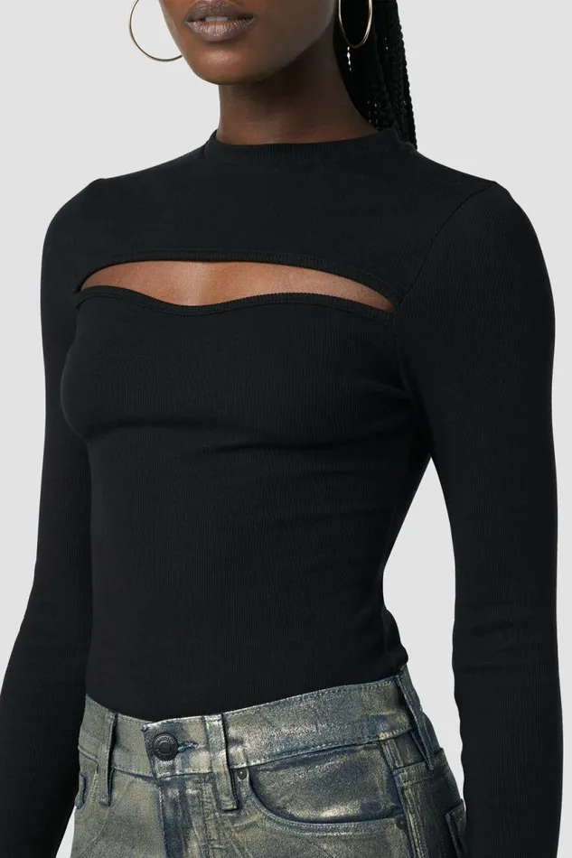 Tops and Sweaters Women Hudson Jeans Sweetheart Cut Out Bodysuit Black Tops and Sweaters Women Hudson Jeans Sweetheart Cut Out Bodysuit Black