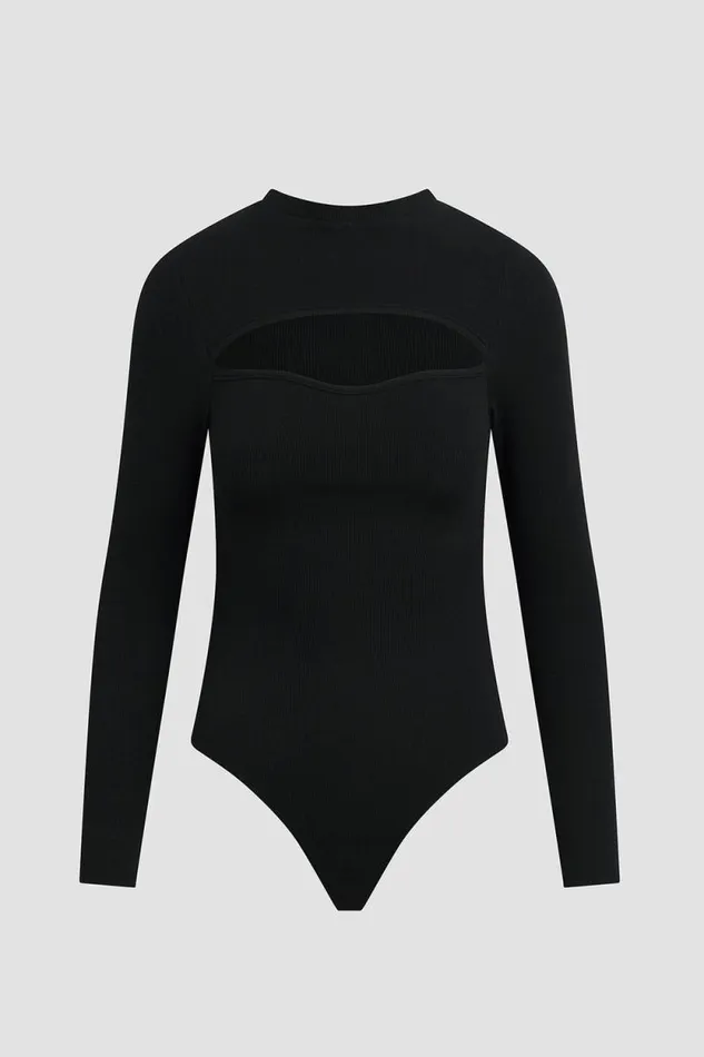 Tops and Sweaters Women Hudson Jeans Sweetheart Cut Out Bodysuit Black Tops and Sweaters Women Hudson Jeans Sweetheart Cut Out Bodysuit Black