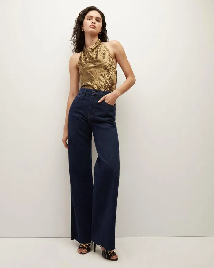 Tops and Tees Shop Veronica Beard Devonne Lam Top Brass