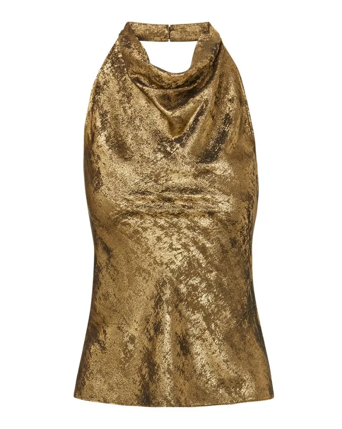Tops and Tees Shop Veronica Beard Devonne Lam Top Brass