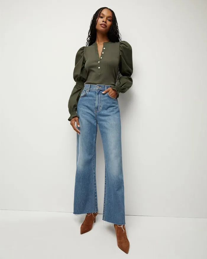 Tops and Tees Shop Veronica Beard Effy PuffSleeve Top Army