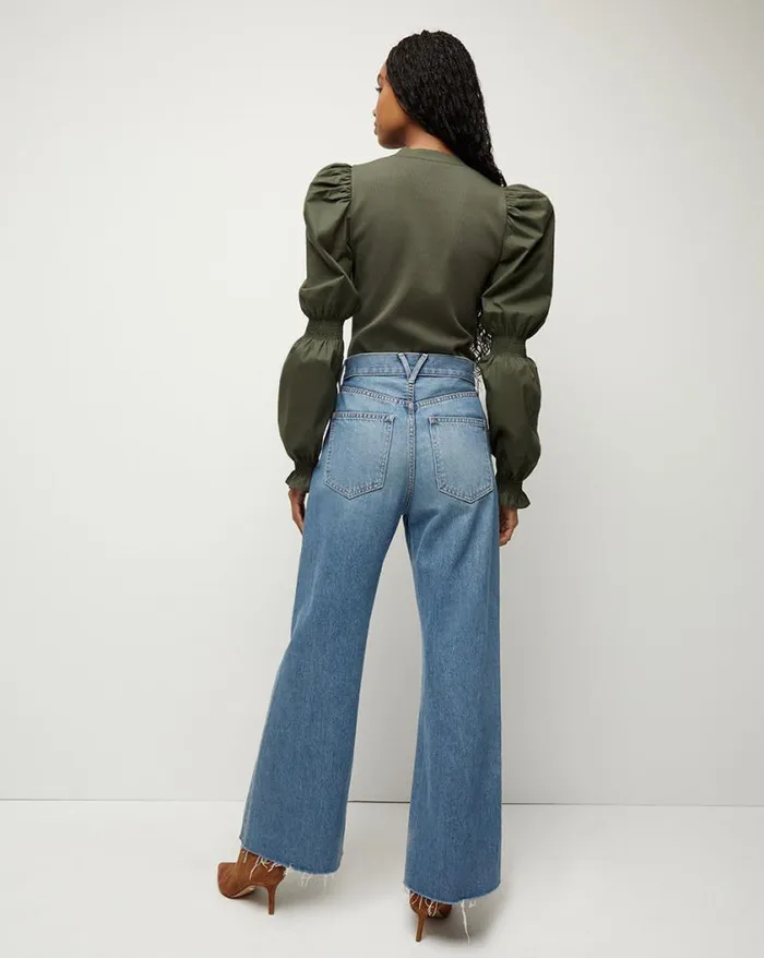 Tops and Tees Shop Veronica Beard Effy PuffSleeve Top Army