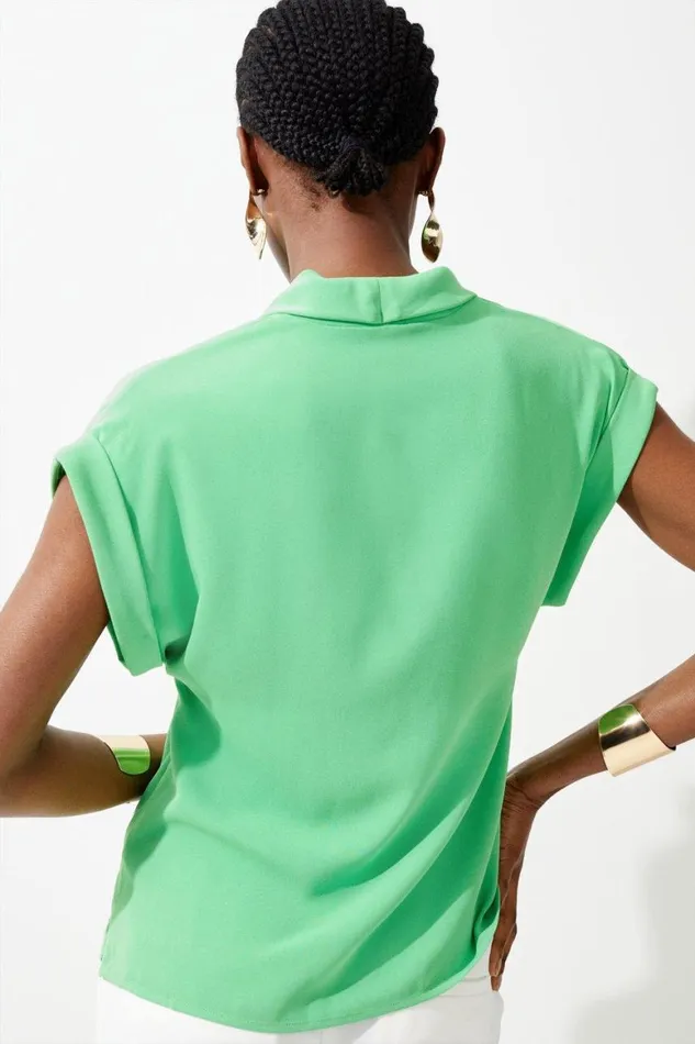 Tops Women Karen Millen Cowl Neck Woven Crepe Top Green