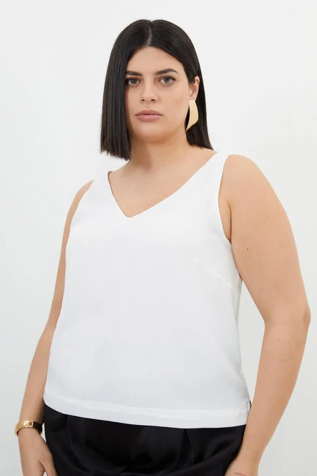 Tops Women Karen Millen Plus Size Georgette Woven Cami Top White